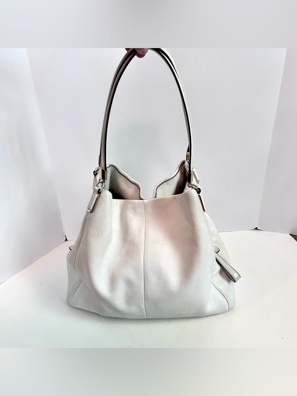 Coach Madison Phoebe Shoulder Bag Chalk Pebbled Leather A1481-26224